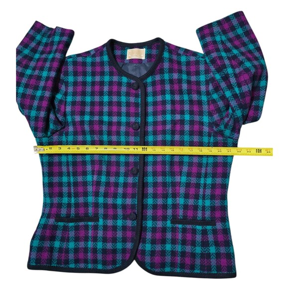 Pendleton Vintage Wool Blazer Womens Size 16 Blue Purple Button Up Jacket - Picture 5 of 12